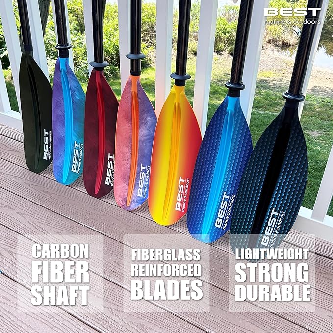 Best Marine and Outdoors Kayak Paddle, Carbon Fiber Shaft & Fiberglass Reinforced Polypropylene Blades, 220cm, 234cm, 250cm, Lightweight Kayak Paddles for Adults