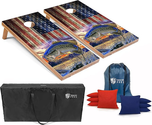 Tailgating Pros Cornhole Board Set w/Bean Bags and Carrying Case - 4'x2' Corn Hole Toss - Tournament and Lightweight Options - Optional LED Lights