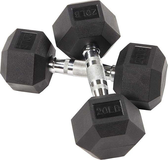 Rubber Encased Hex Dumbbell Set Contoured Handle for Muscle Toning, Strength Building & Full Body Workout, 60LB, 100LB and 150LB Set