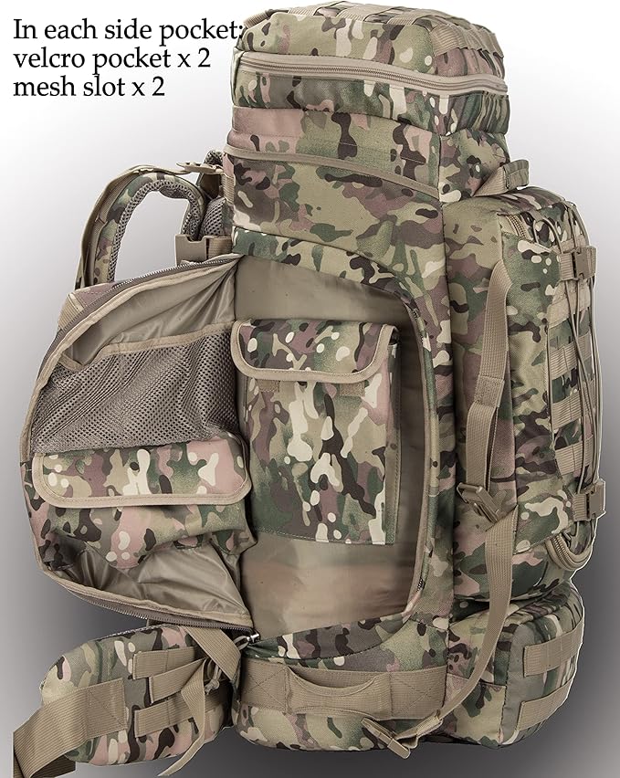 Large Military Backpack Army Rucksack Tactical MOLLE Pack for Camping Backpacking Hunting Bushcraft Adventure 70L…