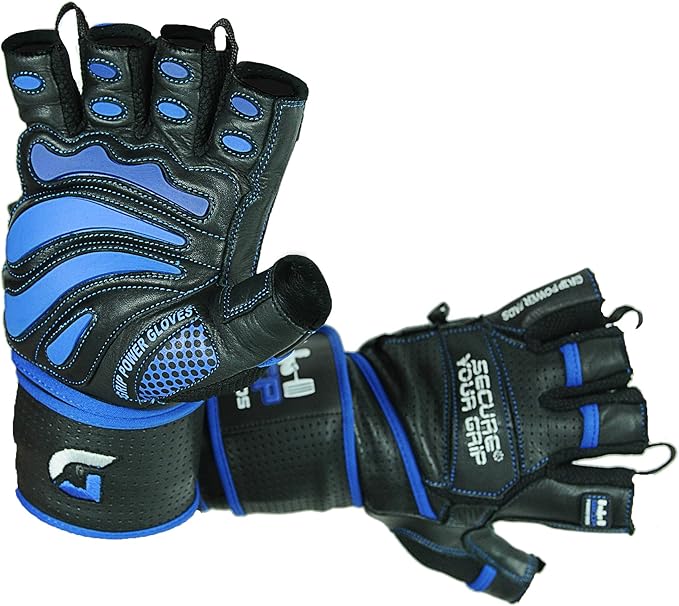 Elite Leather Gym Gloves with Built in 2" Wide Wrist Wraps Grip & Design for Weightlifting Power Lifting Bodybuilding & Strength Training Workout Exercises, Size : Medium