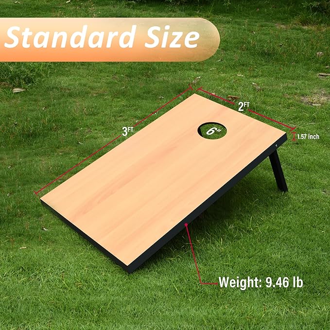 Cornhole Set, Regulation/Tailgate Size Cornhole Boards with 8 Bean Bags and Carrying Case, 4x2/3x2 Corn Hole Outdoor Game Toss Board for Adults Outside Activities