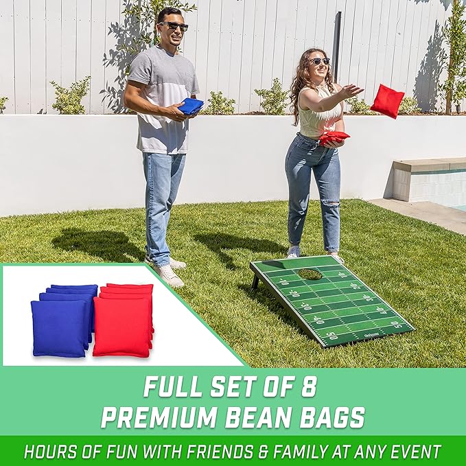 GoSports Portable Cornhole Sets, 8 Styles – Choose 4 x 2 ft or 3 x 2 ft - Boards Include 8 Bean Bags, Travel Case, and Game Rules