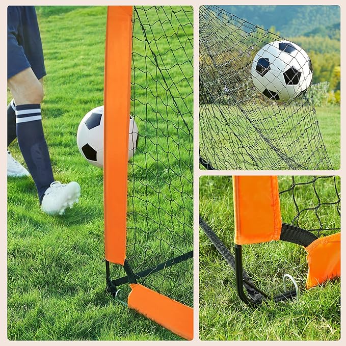 SONGMICS Kids Soccer Goals for Backyard, 4x3 ft Portable Soccer Nets Training Equipment, Toddler Soccer Goal with Carrying Bag, for Field