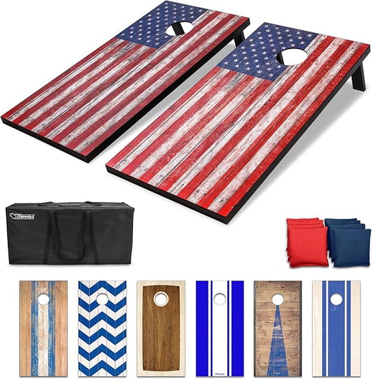 GoSports Portable Cornhole Sets, 8 Styles – Choose 4 x 2 ft or 3 x 2 ft - Boards Include 8 Bean Bags, Travel Case, and Game Rules