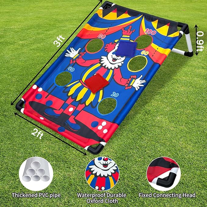 Portable Cornhole Set with 2 Collapsible Cornhole Boards, 8 Cornhole Bean Bags and Carrying Case for Yard Toss Game, Indoor Outdoor Camping Games for Adults Family (3 x 2-feet)