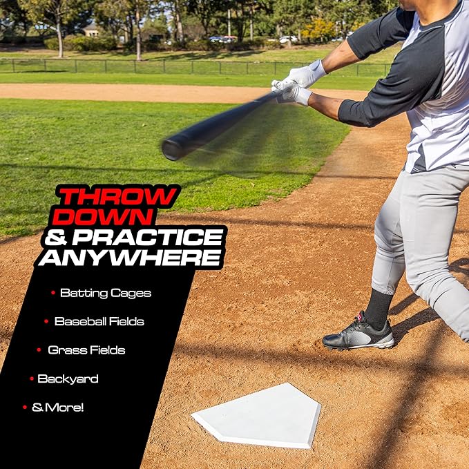 GoSports Baseball & Softball Home Plate - Heavy-Duty Rubber Throw Down Base with Waffle Bottom