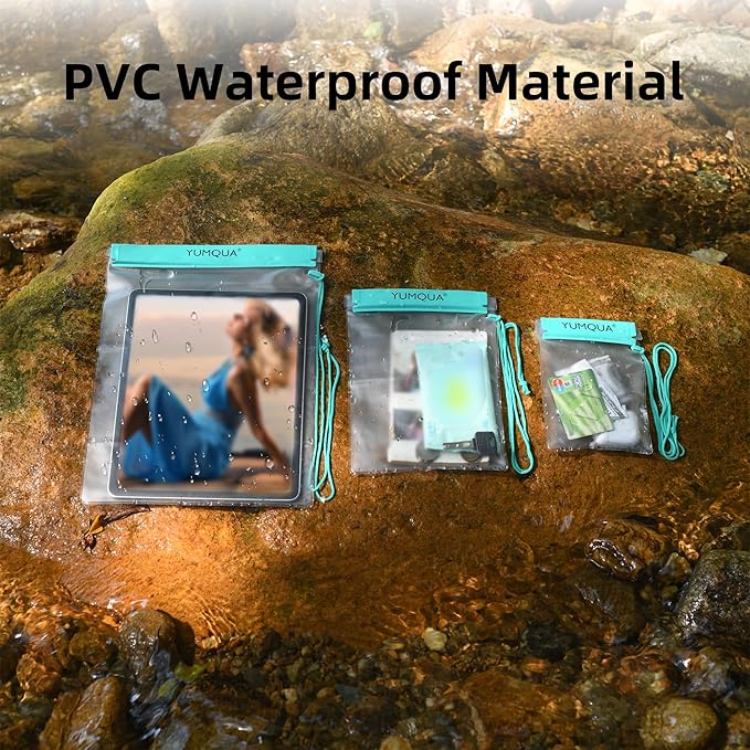 Clear Waterproof Bags, Water Tight Cases Pouch Dry Bags for Camera Mobile Phone Maps Pouch Kayak Military Boating Document Holder