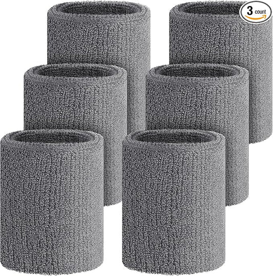 Wettarn 6 Pcs 4 Inch Wrist Sweatbands Tennis & Gymnastics Wristbands for Grips & Sport Cotton Elastic Thick Wrist Bands for Tennis & Football