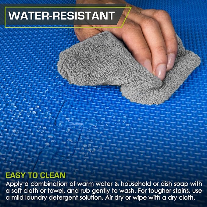 ProsourceFit Extra Thick Puzzle Exercise Mat 3/4", EVA Foam Interlocking Tiles for Protective, Cushioned Workout Flooring for Home and Gym Equipment, Blue 4-Pack, 3/4" Thick 96 Square Feet