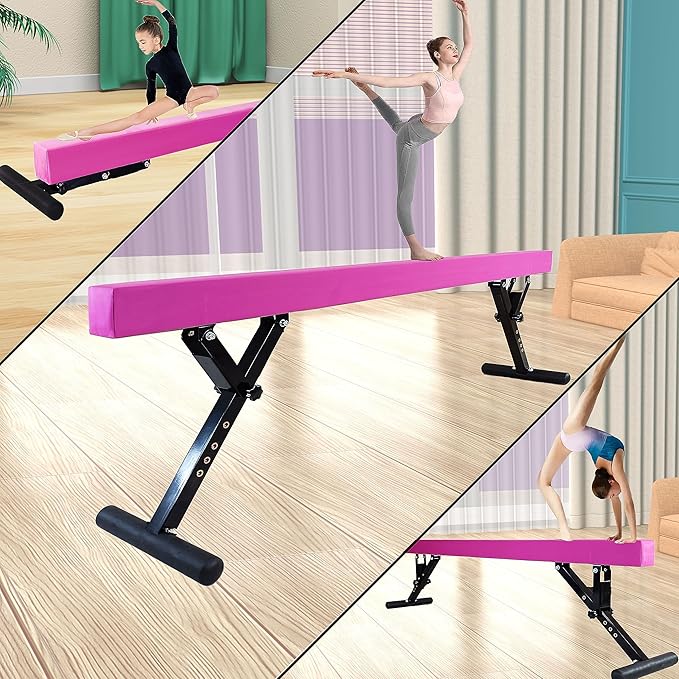 Adjustable Balance Beam Gymnastics Beam 8 FT Adjustable Height Beams for Kids, High and Low Floor Beams,Gymnastics Equipment for Kids Adults Training at Home and Gym Center