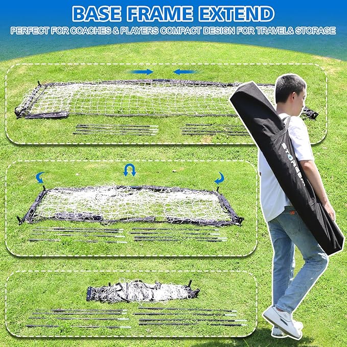 Storgem Soccer Goal,Soccer Net,Soccer Goals for Backyard,with Bow Frame,Collapsible Metal Base and 15 Training Cones