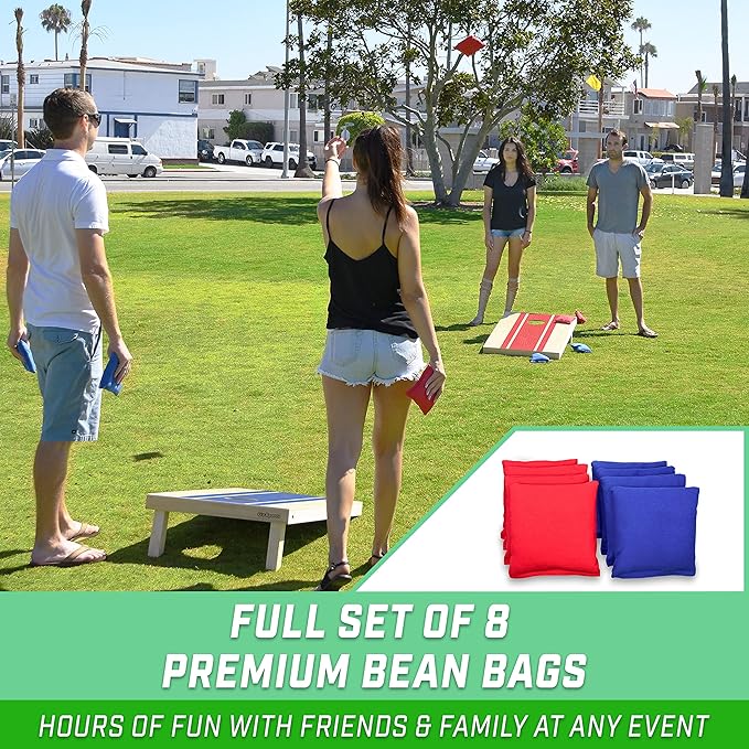 GoSports Portable Cornhole Sets, 8 Styles – Choose 4 x 2 ft or 3 x 2 ft - Boards Include 8 Bean Bags, Travel Case, and Game Rules