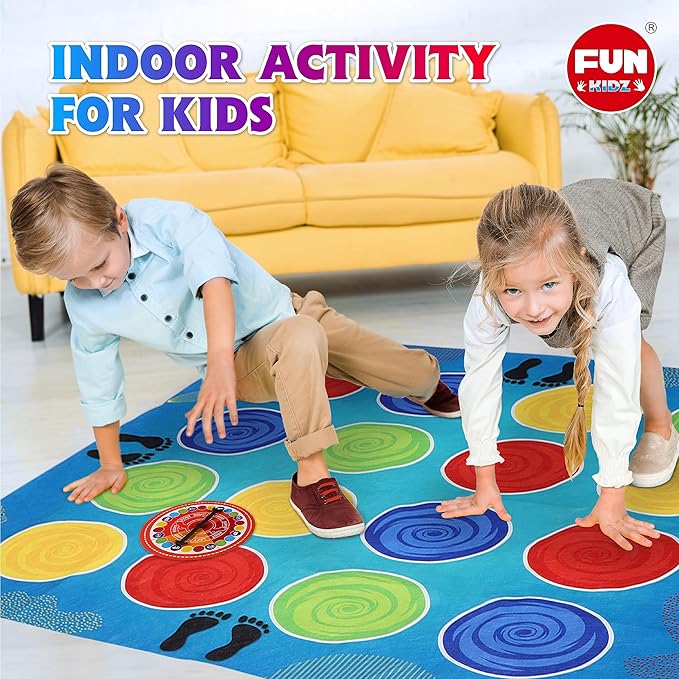 Classic Twist Poses Floor Game, FunKidz Giant Mat Party Games for Kids Adults Bigger Size Family Indoor and Outdoor Activity for Boys Girls Gift