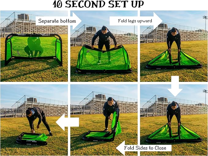 Soccer Innovations QuickFold™ Portable Aluminum Goal (4x2.5), Competition Soccer, Backyard Goal for Practice, Collapsible for Easy Storage, Mini Net