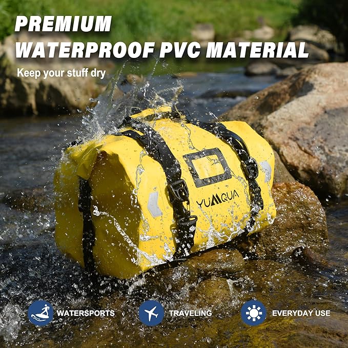 Waterproof Duffel Bag, Large Duffle Bag for Travel Heavy Duty Dry Bag with Durable Strap & Handle for Outdoor Motorcycle Boating Rafting Kayaking Paddleboarding
