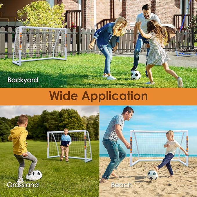 SHANTRA Soccer Goal, 12x6/10x6.5/8x5/6x4FT Soccer Goals for Backyard, Full Size Soccer Nets for Kids & Adults, Portable Soccer Goal with 2 Soccer Nets & 1 Carry Bag, Porterias De Futbol Soccer