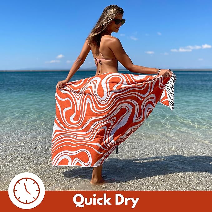 ECCOSOPHY Microfiber Beach Towel - Sand Free Towels are Quick Dry, Light Weight, Super Absorbent - Perfect Pool, Travel, Cruise, Camping Essentials - Oversized Extra Large for Adults 71x35 in