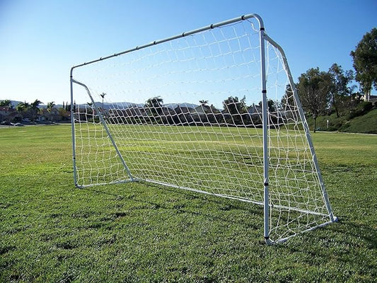 12 x 6 Ft. Powder Coated Galvanized Steel Soccer Goal w/Net. 12x6 Foot AYSO Regulation Size Portable Training Aid. Ultimate Backyard Goal, All Weather, One Year Warranty. New