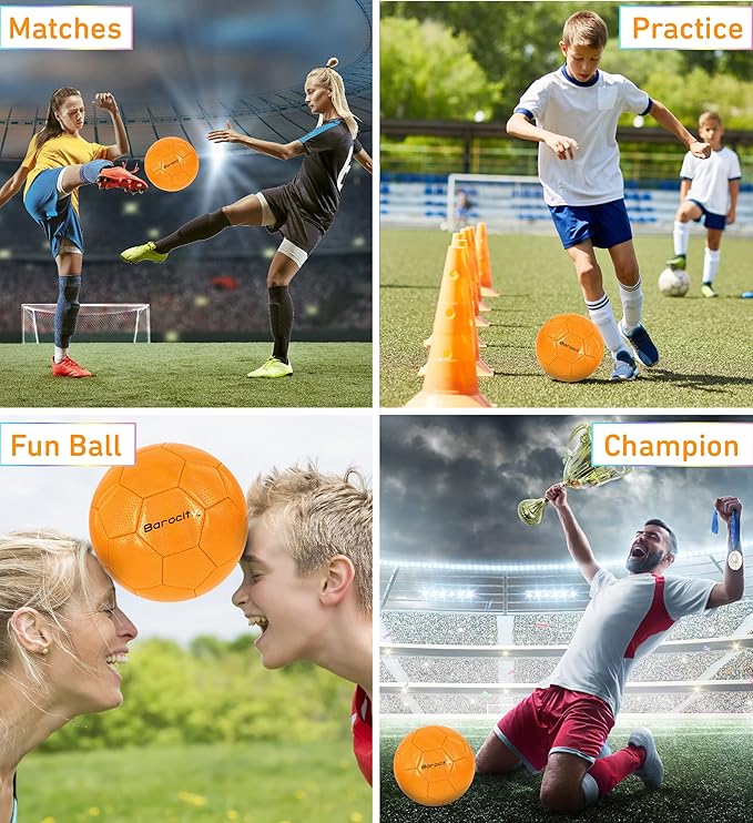 Soccer Ball - Premium Boy and Girl Official Match Ball with Cool Reflective Iridescent Rainbow Hex Pattern, Durable, Indoor, Outdoor, Training, Practice, Playtime and Games