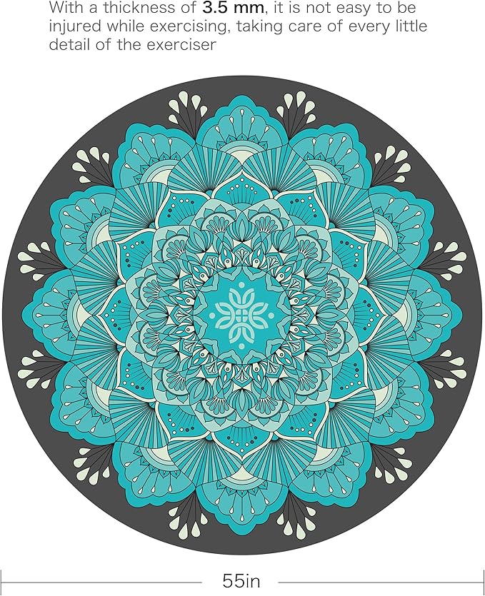 Pilates Mat Round Oversize Yoga Mat Suede Rubber Non-Slip Dia 140cm Exercise Mat Meditation Mat Workout Mat for Home Outdoor
