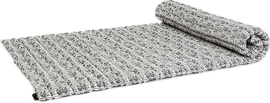 Leewadee - Kapok Roll Mat – Handcrafted Folding Sleep & Relaxation Mattress from Thailand, Ideal as Guest Bed, Camping Mat, Yoga Mat or Traditional Futon, 75 x 39 inches, Black White