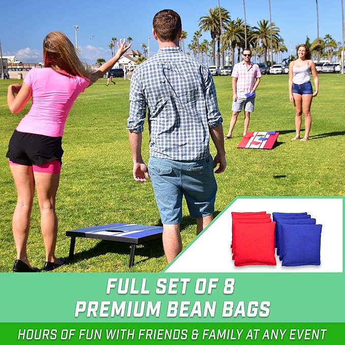 GoSports Portable Cornhole Sets, 8 Styles – Choose 4 x 2 ft or 3 x 2 ft - Boards Include 8 Bean Bags, Travel Case, and Game Rules