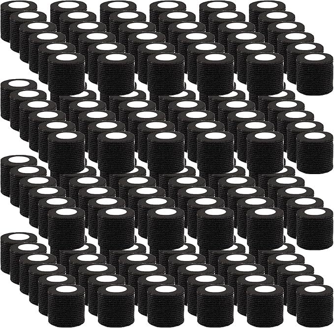 BQTQ 144 Rolls Self Adhesive Bandage Wrap 2 Inch Black Self Adherent Wrap Tape Sticky Bandage Athletic Wrap Self Adhesive Wrap for Sports Vet Wrist Ankle Sprains