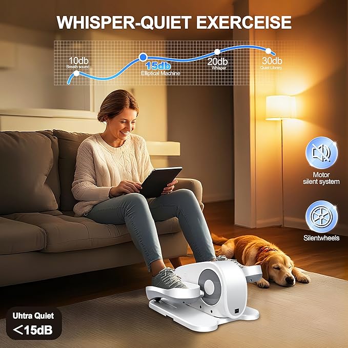 Under Desk Elliptical Machine-Elliptical Machine for Seniors,Portable Silent Electric Home Leg Exerciser with Remote Control,12 Speeds & Mute Function,Manual & Auto Mode
