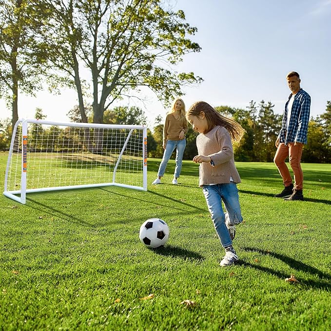 SHANTRA Soccer Goal, 12x6/10x6.5/8x5/6x4FT Soccer Goals for Backyard, Full Size Soccer Nets for Kids & Adults, Portable Soccer Goal with 2 Soccer Nets & 1 Carry Bag, Porterias De Futbol Soccer