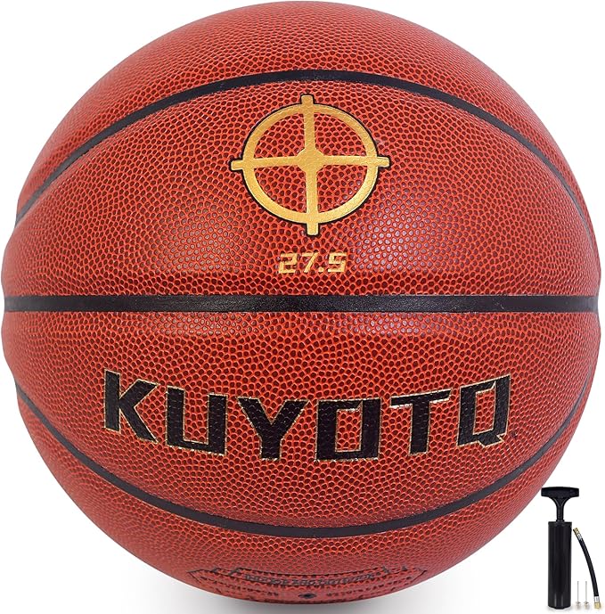 KUYOTQ Kids Toddler Youth Adult Size 3/4/5/6/7 Basketball 22/25.5/27.5/28.5/29.5" Thickened Rubber or Faux Leather Basketball for Boys Girls (Deflated)