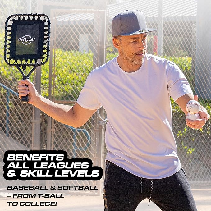 GoSports Fungo Baseball Racket for Fly Balls, Grounders, and Line Drives - Baseball and Softball Training Equipment for Coaches and Parents
