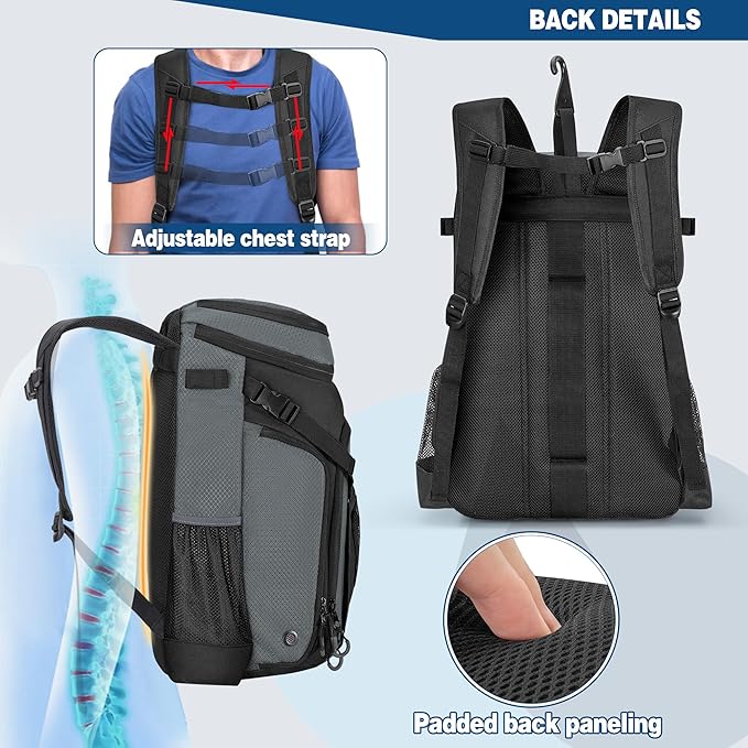 Baseball Bag for Adult and Youth, Baseball Backpack Softball Bag with Helmet Holder, Shoe Compartment and Fence Hook