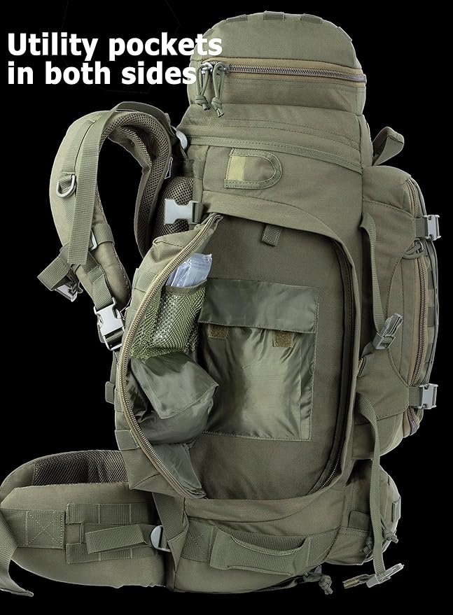 Large Military Backpack Army Rucksack Tactical MOLLE Pack for Camping Backpacking Hunting Bushcraft Adventure 70L…