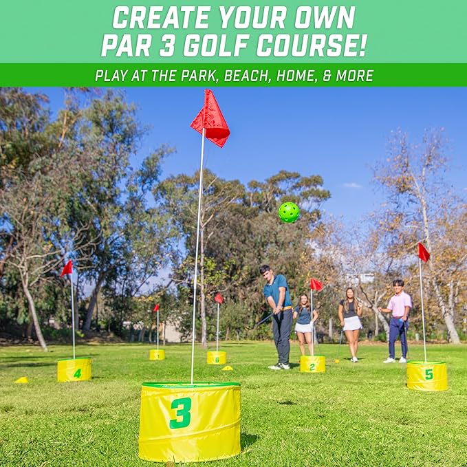 GoSports Yard Links Golf Game with 6 Buckets, Tee Markers and 6 Balls
