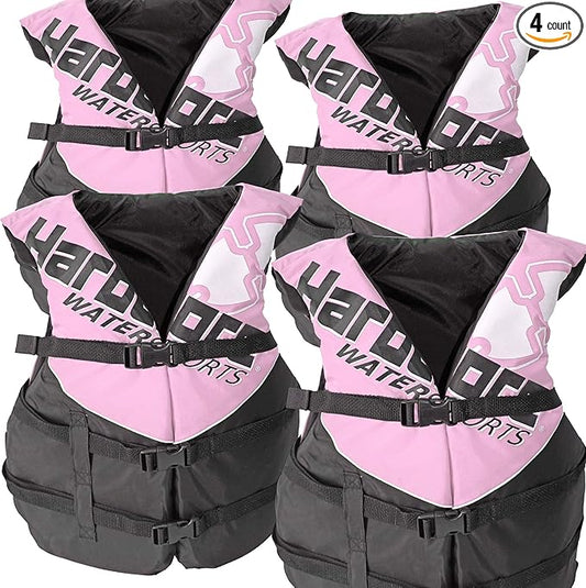 4 Pack Hardcore Coast Guard Type III PFD for Adults; Life Jacket Paddle Vest for Adults; Life Vest Flotation Device; Jet ski, Wakeboard, Kayak; Extra Life Jacket for Pontoon Boat