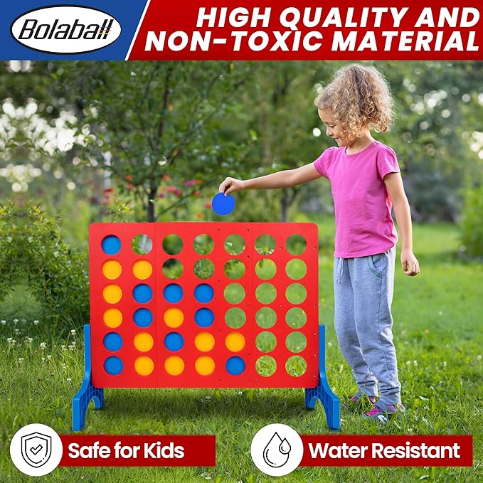 Bolaball 4 in a Row Tabletop Game – 1.8 Ft 4 to Score Game for Kids & Adults, Indoor/Outdoor Family Yard, Portable Party for Home, Picnic & Travel, Plastic Version.