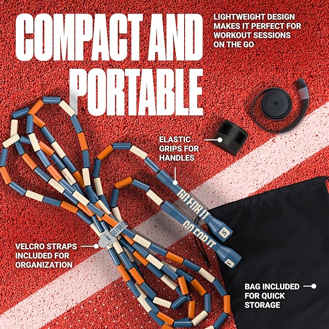 Sportbit Elite Beaded Jump Rope - Adjustable Speed Rope for Fitness, CrossFit, Boxing - Tangle-Free, Lightweight