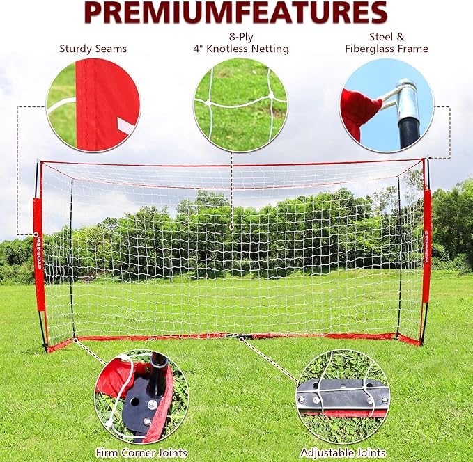 Storgem Soccer Goal,Soccer Net,Soccer Goals for Backyard,with Bow Frame,Collapsible Metal Base and 15 Training Cones