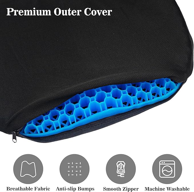 Kayak Seat Cushion, Anti Slip Gel Seat Cushion for Long Sitting on Boat, Canoe, Sup, Chair