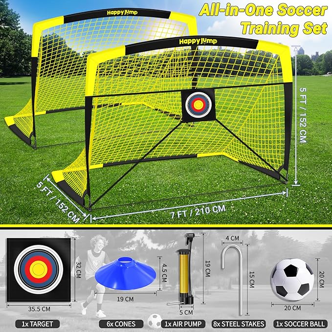 Soccer Goal Pop Up Foldable Soccer Net for Backyard 7x5FT,5x3.6FT,4x3FT,3x2.2FT