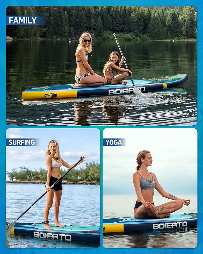 Inflatable Stand Up Paddle Board 10'8“*34"/11'*33" Extra Wide Paddle Boards for Adults, SUP with Premium Accessories & Nylon Backpack, Adjustable Paddle, Hand Pump, Bottom Fin, Leash