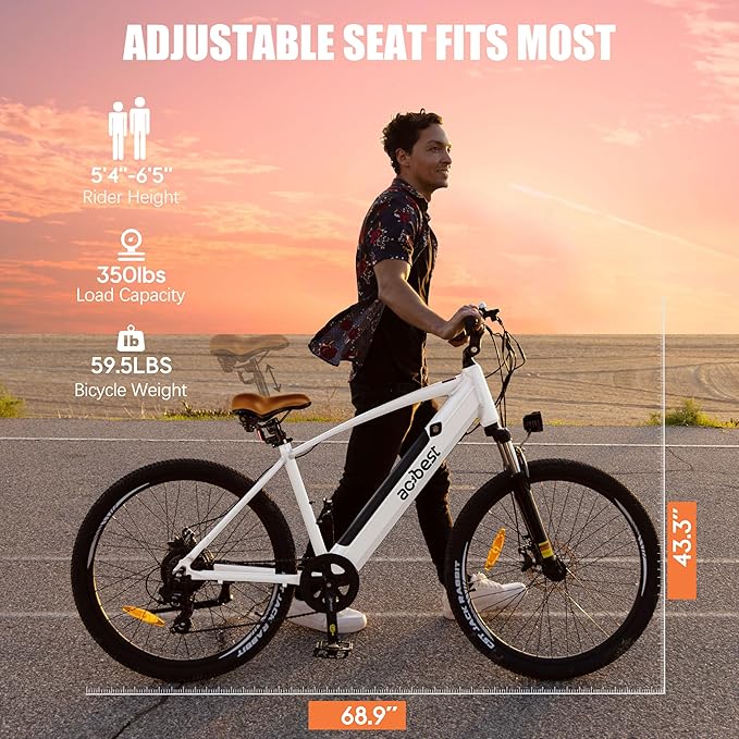 Core Electric Bike for Adults - Peak 1000W/1200W Brushless Motor Ebike, 468&500Wh Removable Built in Battery 26&27.5X2.1 Tire Step Over Bicycle with 7 Speed, Commute E Bikes
