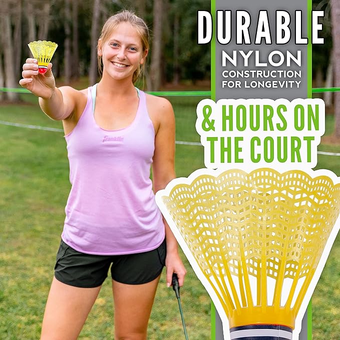 Franklin Sports Badminton Set - Portable Badminton Set - Adult and Kids Badminton Net - Perfect Backyard/Lawn Game - Includes 4 Badminton Racquets - Intermediate