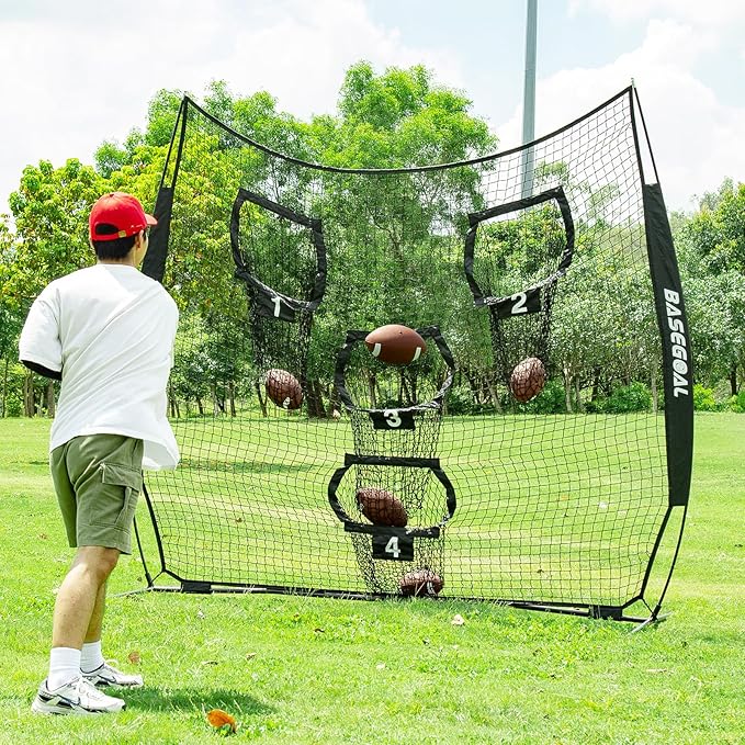 8ft Football Nets with 4 Target Pockets for Improving Accuracy Throwing