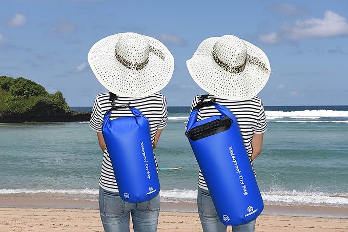 Freegrace Waterproof Dry Bags Set of 3 Dry Bag with 2 Zip Lock Seals & Detachable Shoulder Strap, Waist Pouch & Phone Case - Can Be Submerged Into Water (Navy Blue, 20L)