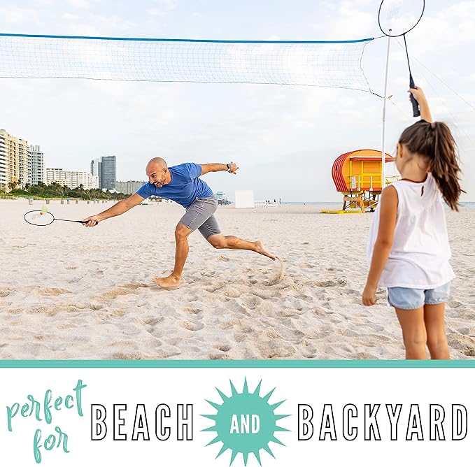 Franklin Sports Fun 5 Combo Outdoor Game Set - Backyard, Beach + Camping Games for Kids - Badminton, Volleyball, Flip Toss, Flying Disc - Horseshoes or Ring Toss