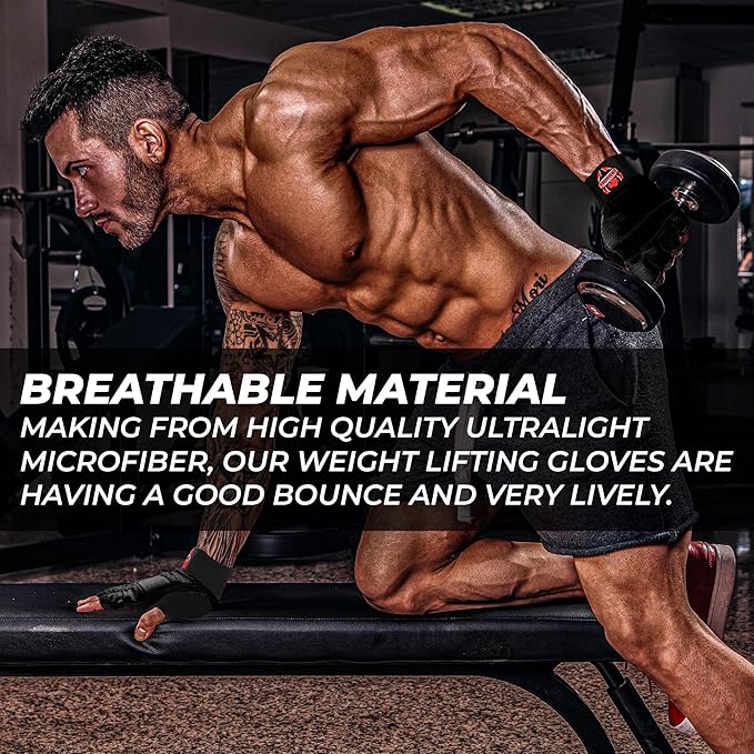 FIGHTSENSE Workout Gloves for Men and Women,Weight Lifting Gloves with Enhanced Grip,Padded Palm,Adjustable Wrist Straps and Breathable Design for Optimal Performance & Comfort in Gym