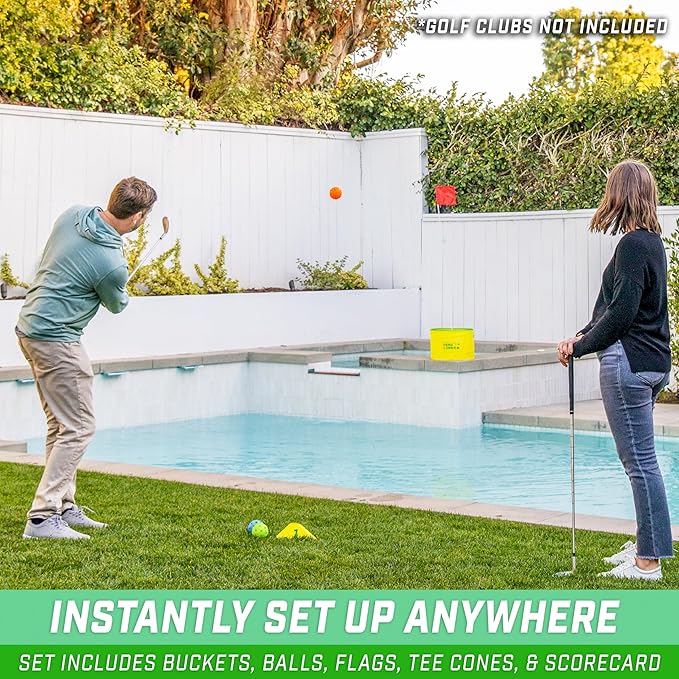 GoSports Yard Links Golf Game with 6 Buckets, Tee Markers and 6 Balls