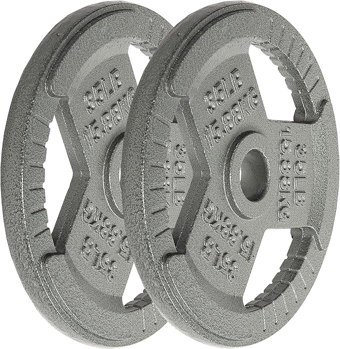 Cast Iron Gym Weight Plates | 1" and 2" Olympic Bumper Plates for Weightlifting, CrossFit, Deadlift, and Squat